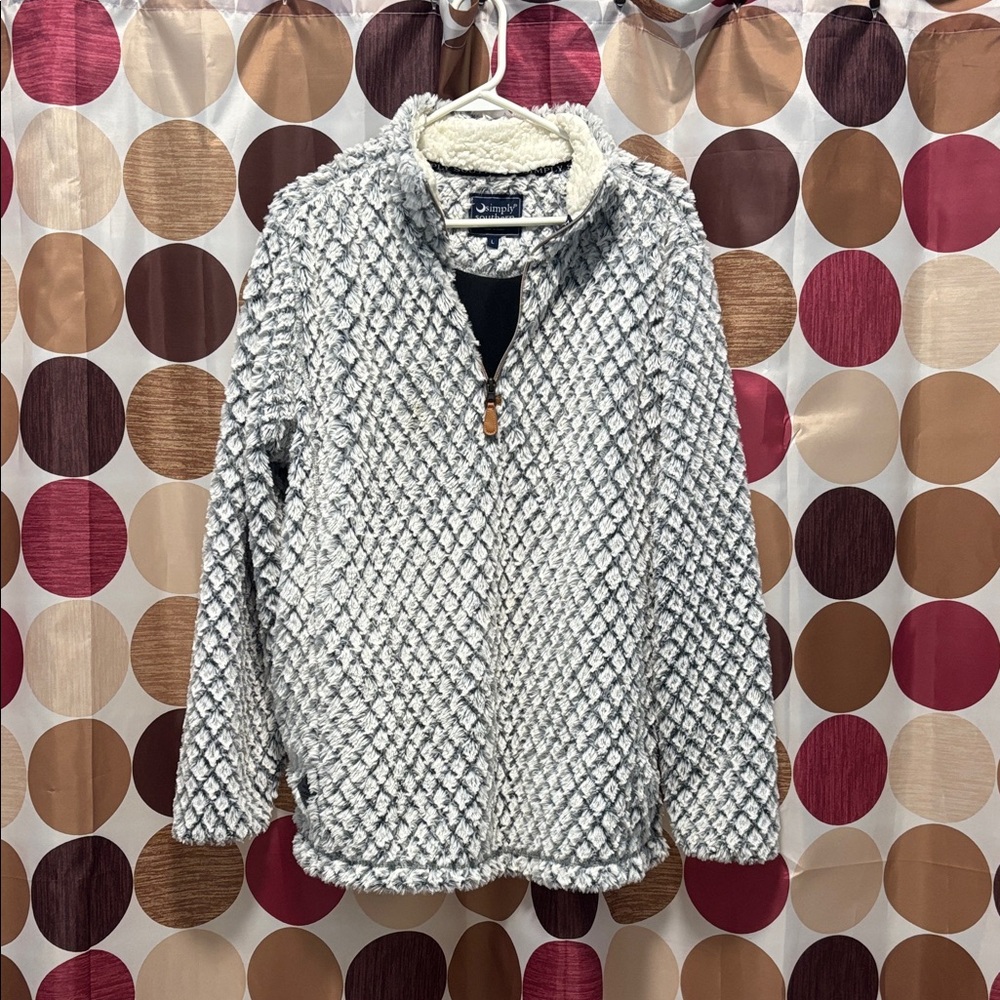 Simply Southern Cozy White and Gray Textured Pullover